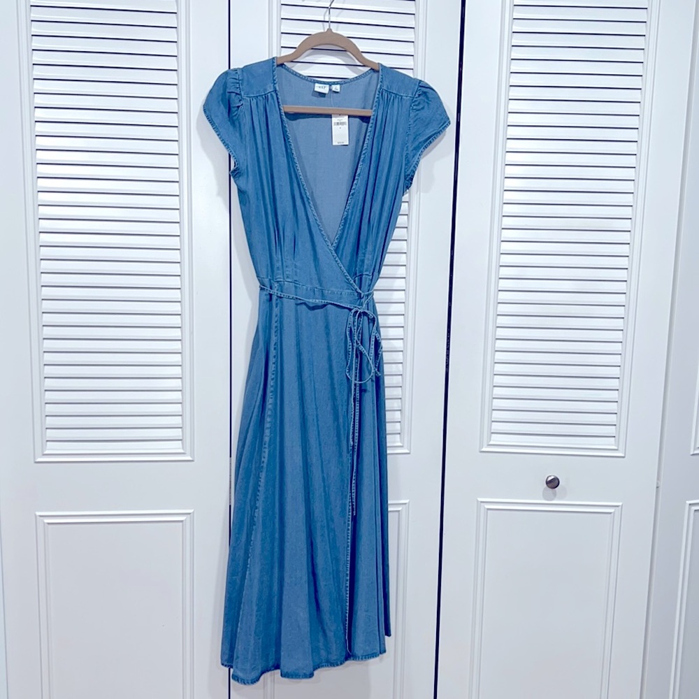 Gap denim wrap maxi dress